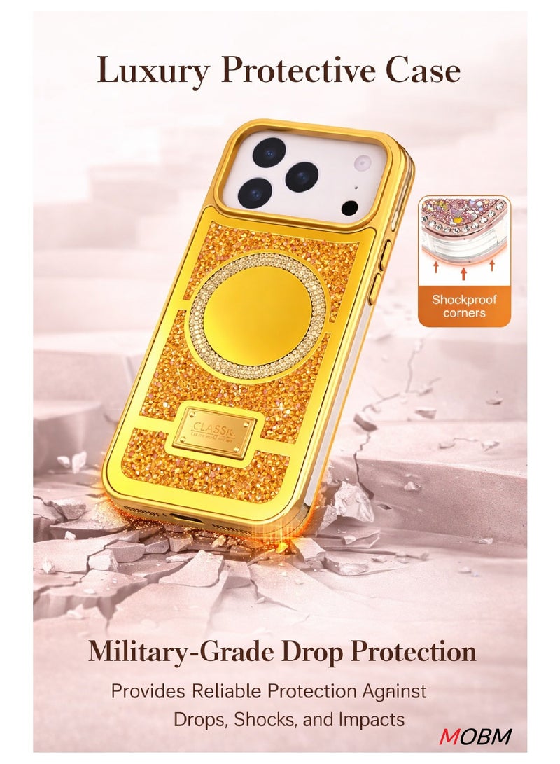 MOBM Case for iPhone 17 Pro Case with Mirror Cute Luxury Sparkle Glitter Diamond Crystal Rhinestone Protective Cover (iPhone "17 Pro") - Image 5